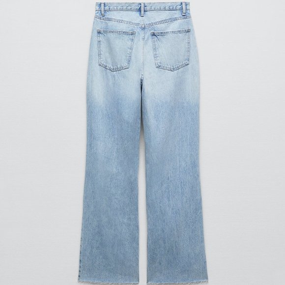 ZARA  WIDE LEG FULL LENGTH RIPPED JEANS - Picture 4 of 4